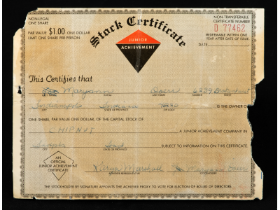 Logo for JA Company Program Stock Certificate