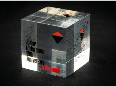 Logo for JA 50th Anniversary Paperweight